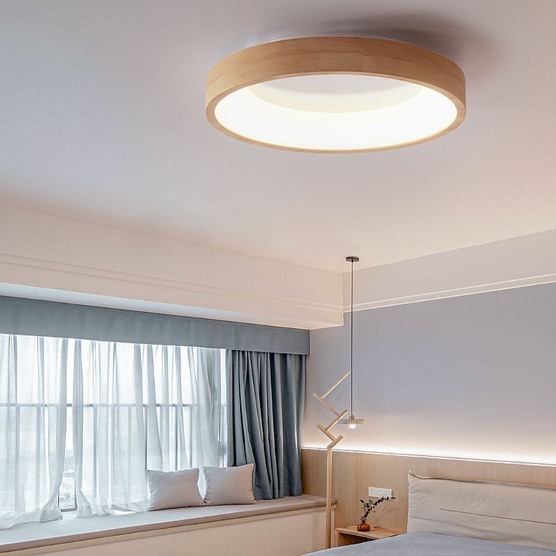 Japanese Style LED Wooden Ceiling Light Circle Shape Ceiling Lamp for Bedroom