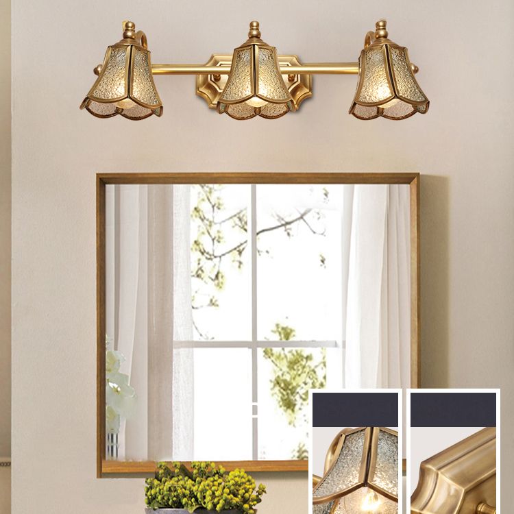 Multi-Lights Unique Shade Wall Sconce Modern Simple Style Mirror Glass Wall Lighting in Brass