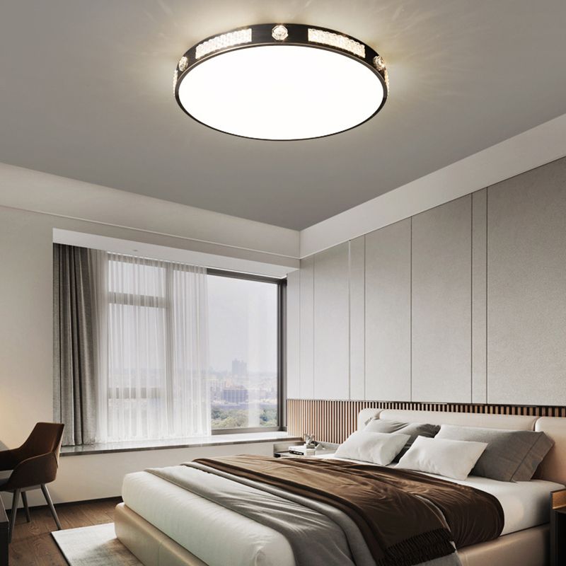 1-Light Round Flush Mount Ceiling Light Modern Metal Flush Mount Lighting