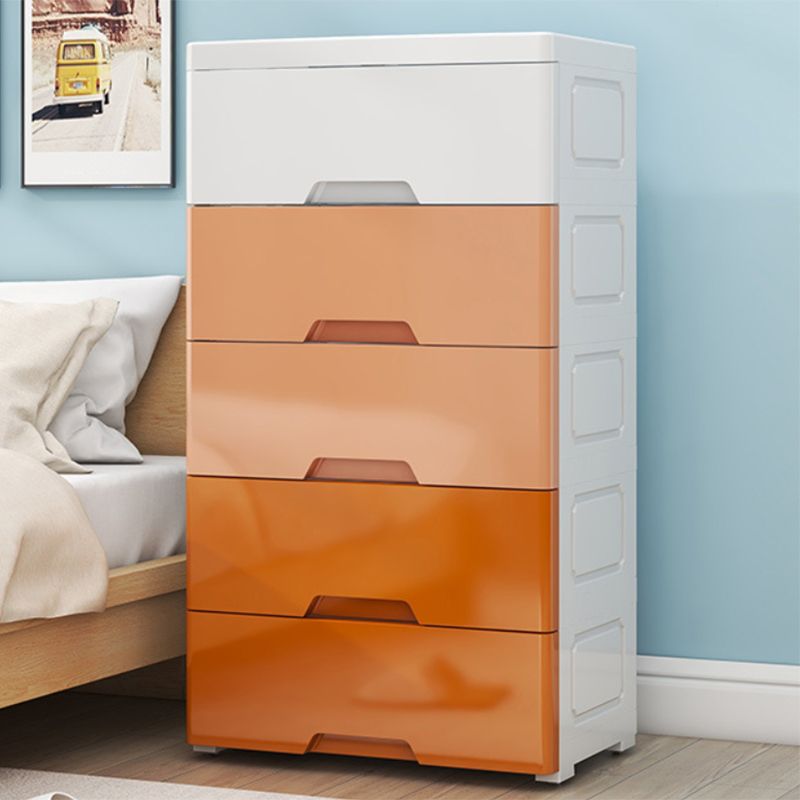 Contemporary Nursery Dresser Vertical Plastic Kids Nightstand with Drawers