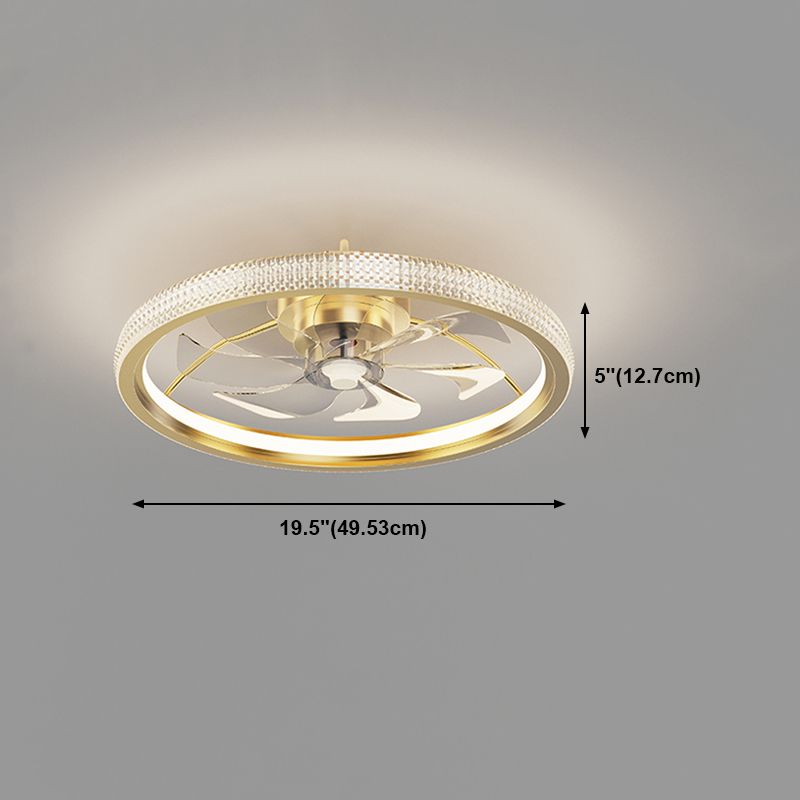 Circular Bedroom Ceiling Fan Light Modern Metal LED Flush Mount Ceiling Lamp