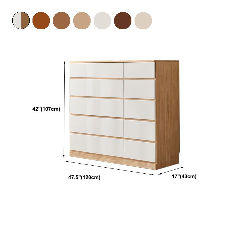 Wooden Double Dresser Modern Style Bedroom Storage Chest Dresser with Drawers