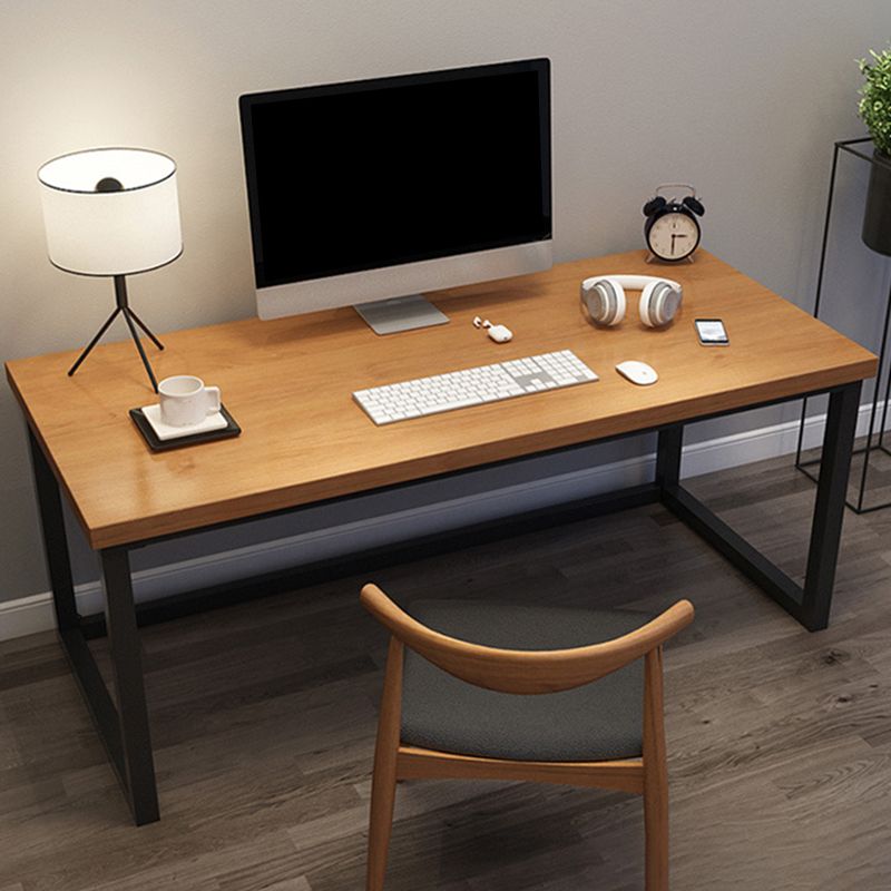 Rectangular Shaped Wood Computer Desk Brown Writing Desk for Home