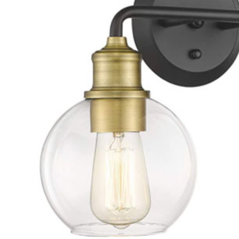 Gold & Black Traditional Bath Sconce 2 / 3 - Light Bathroom Lighting with Dome Glass Shade