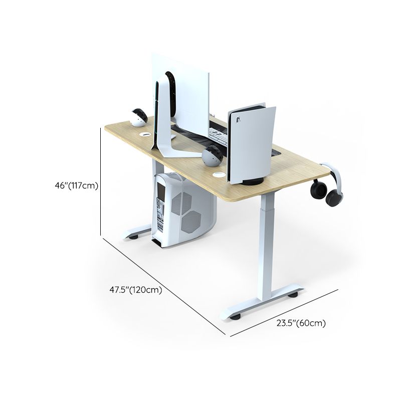 Contemporary Writing Desk T-Shape Office Desk with Metal Legs