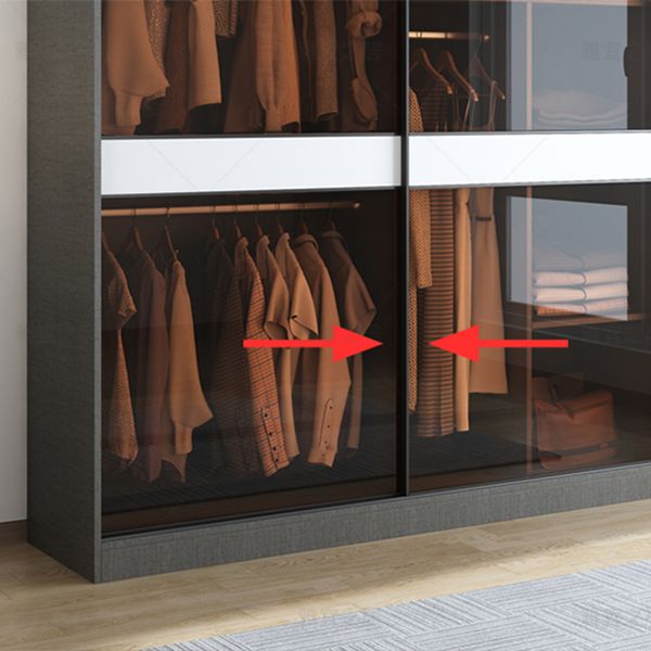 Contemporary Glass Wardrobe Soft Close Door Wardrobe Closet with Garment Rod