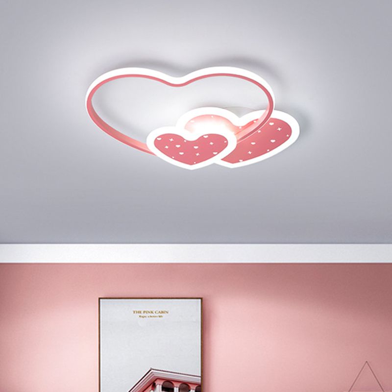 Pink/Black Love Family Flushmount Macaron Acrylic LED Ceiling Flush Mount Light for Kids Room