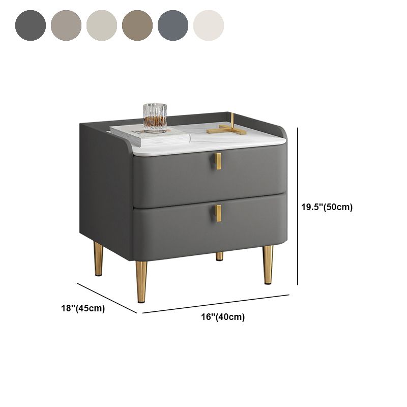 Two-Drawer Wood Nightstand 20" Tall Bedside Cabinet with Legs