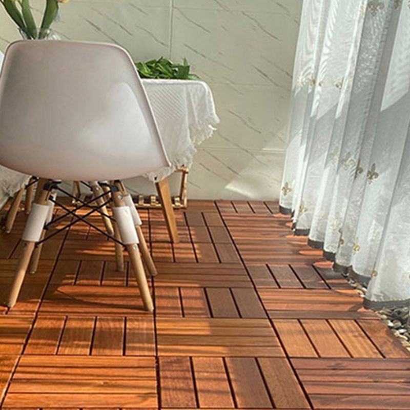 Rectangle Teak Floor Tile Water Resistant Click Lock Wooden Floor for Balcony