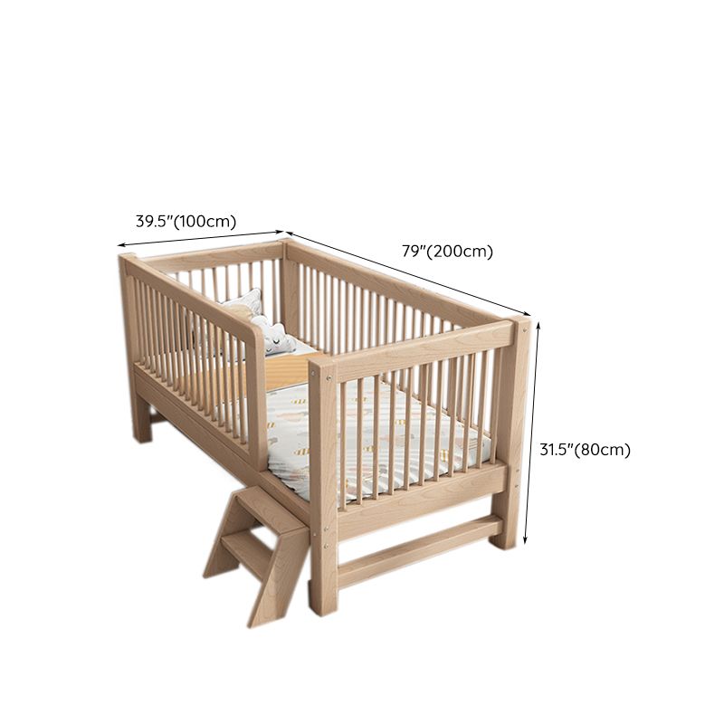 Solid Wood Crib 2-in-1 Convertible Crib with Mattress and Guardrails