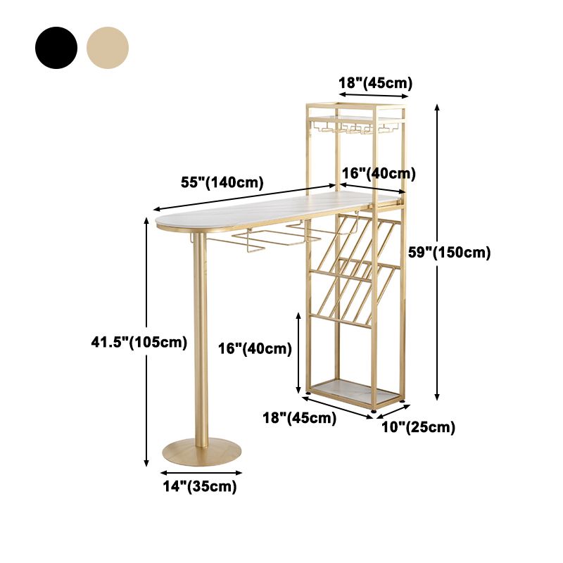 Glam Iron 41.3"H Bar Table White Specialty Top Indoor Bistro Table with Wine Rack