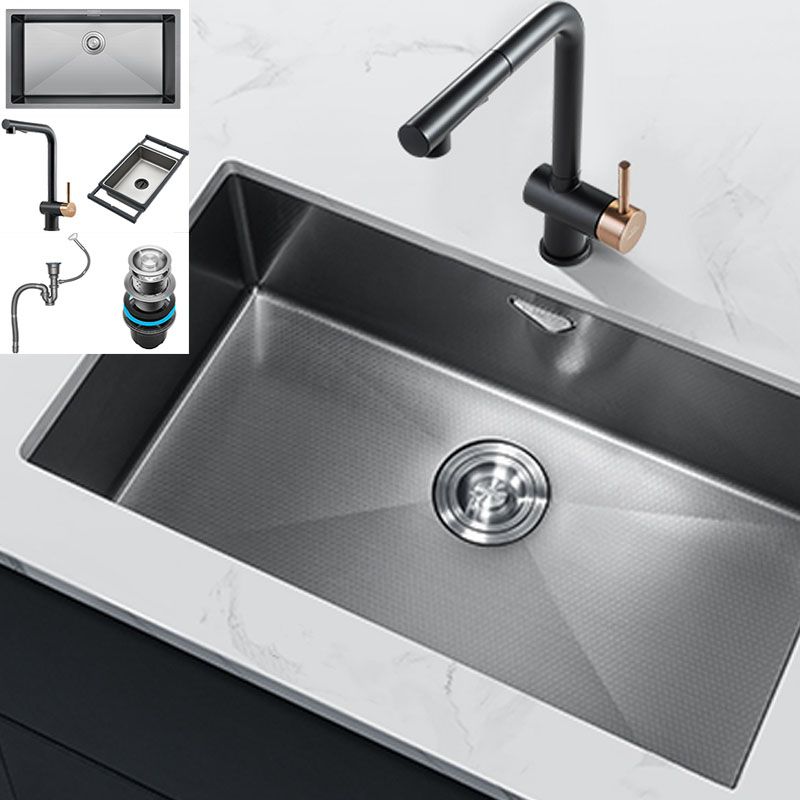 Contemporary Style Kitchen Sink Stainless Steel Kitchen Sink with Basket Strainer