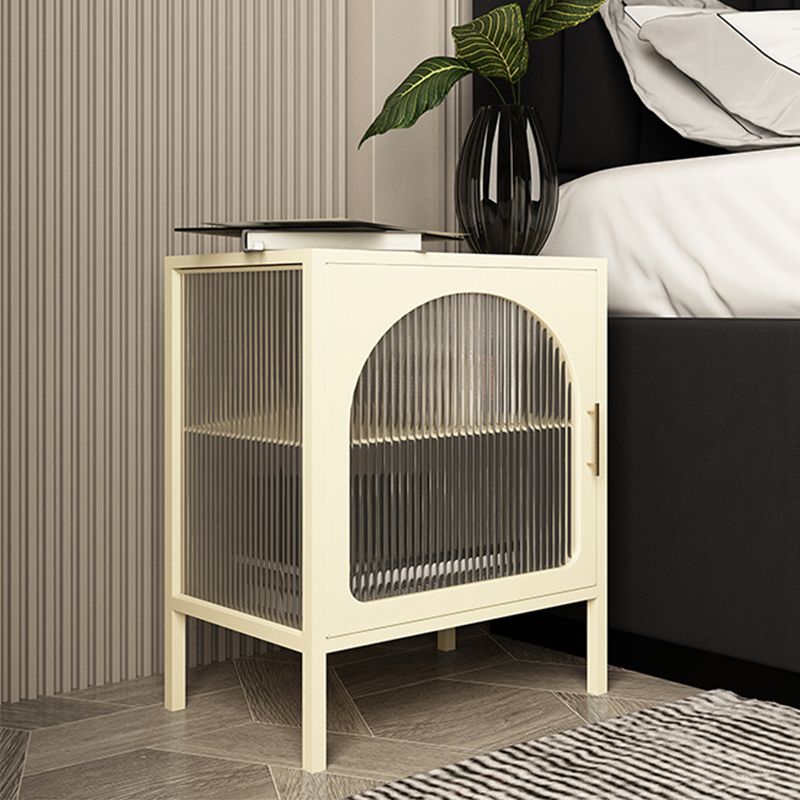 Black/white Two Shelves Nightstand Glass Modern 1-door Nightstand