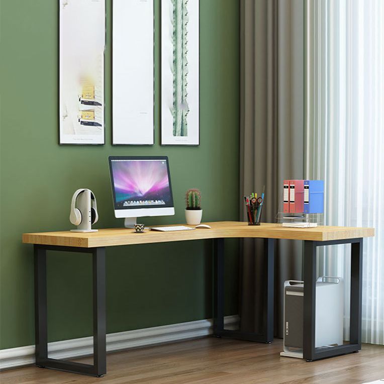 Metal and Wooden Writing Desk Industrial L-Shape Office Desk for Office