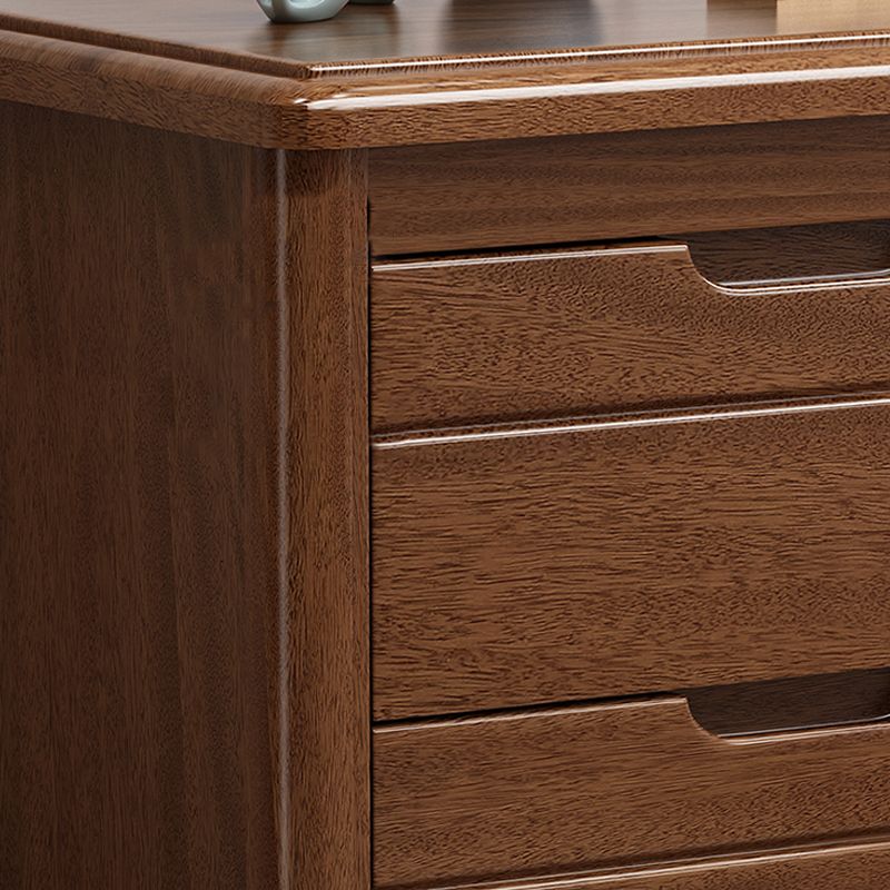 Walnut Bed Nightstand Contemporary Bedside Cabinet with Drawers