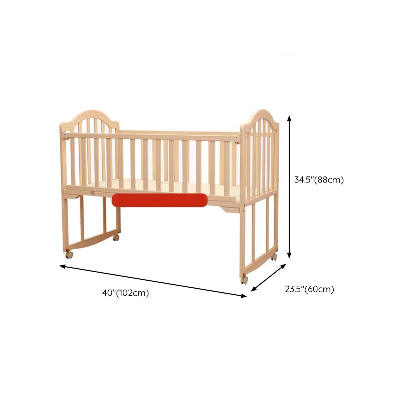 Solid Wood Convertible Crib Simple Crib with Adjustable Height