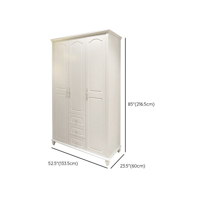 White Solid Wood Wardrobe Armoire Contemporary Hanging Clothes Rack