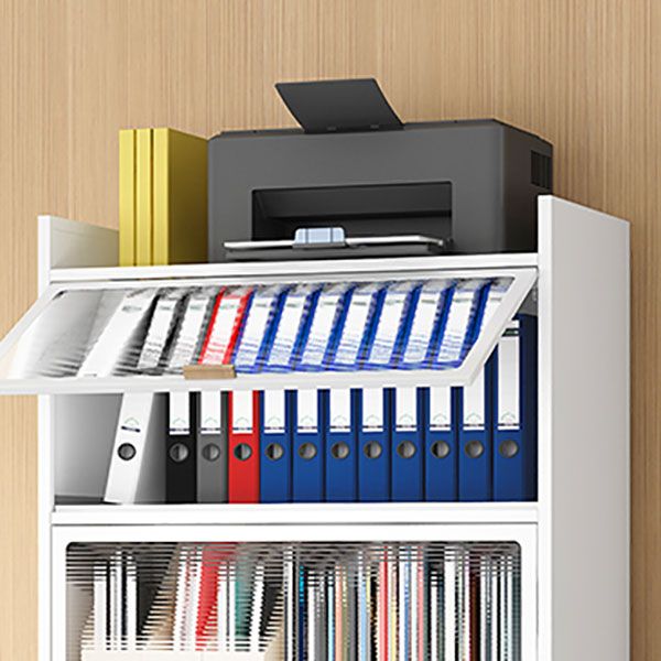 Modern Glass White Filing Cabinet with Lock Storage for Home and Office