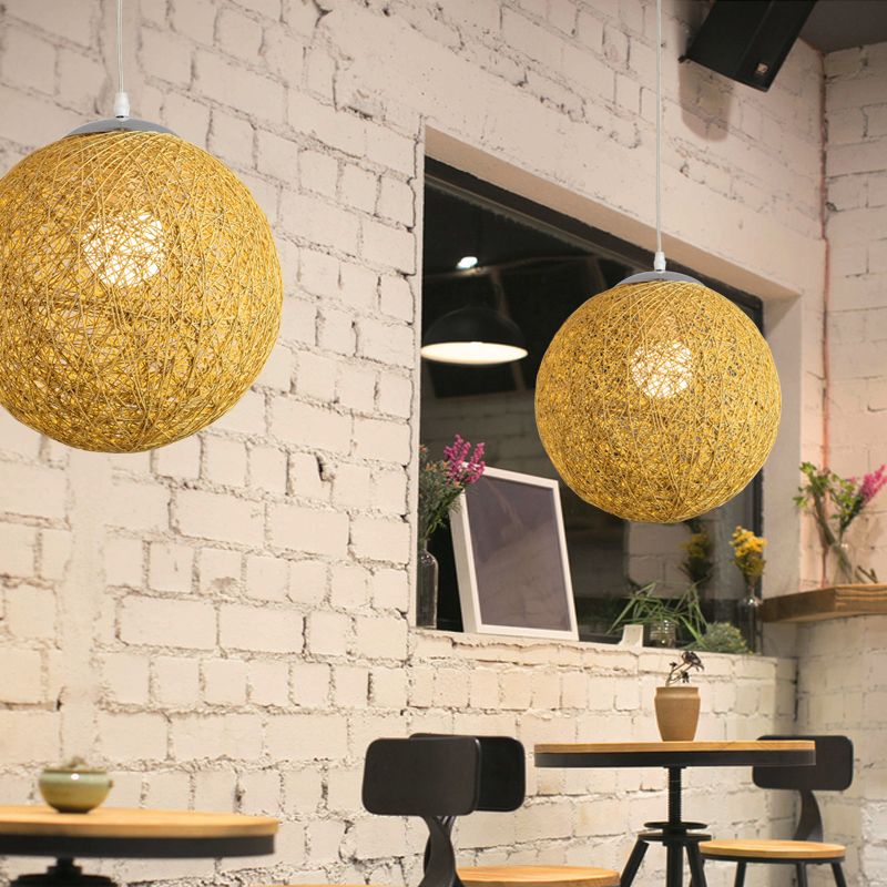 Lumière de suspension globe Simplicité Bamboo 1-Light TEA ROOM PRENDANT LIGHT DIMPRE EN BOIS