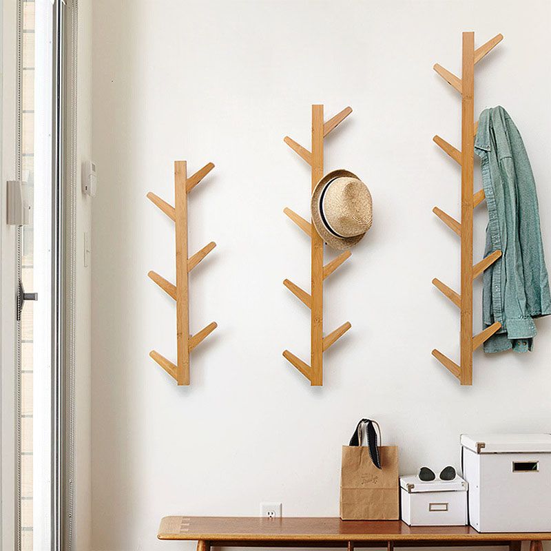 Wall Mounted Coat Hanger Modern Simple Wooden Coat Hanger with Hooks