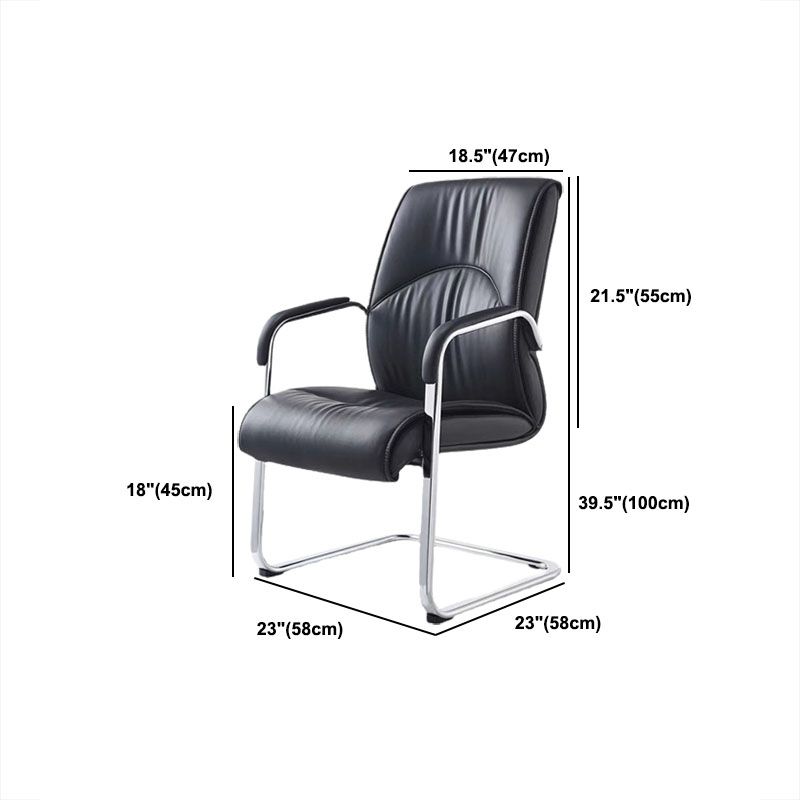 Modern Leather Management Conference Chair No Wheels Conference Chair