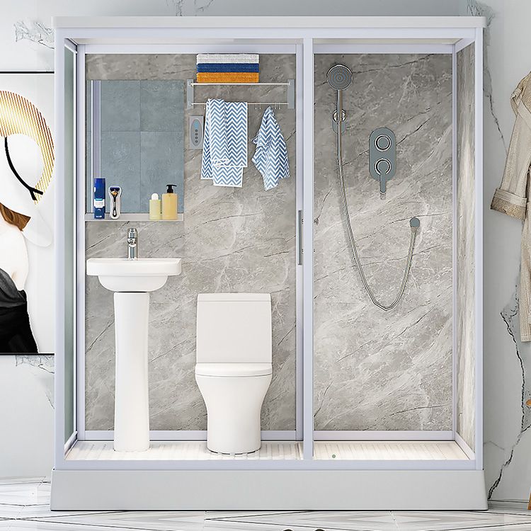 Contemporary Shower Stall Frosted Shower Stall with White Base