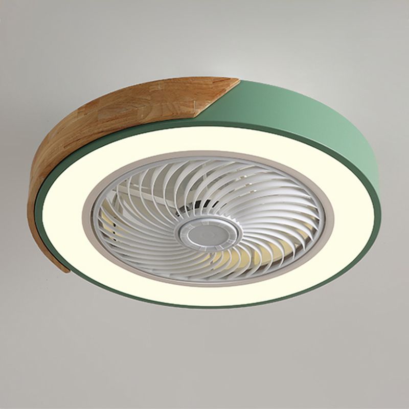 Modern Style Round Ceiling Fan Light Metal 1-Light LED Flush Light