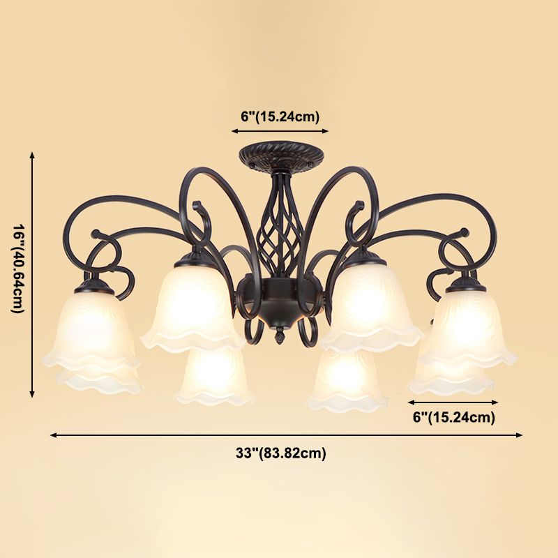 Traditional Flush Mount Light Simple Ceiling Lamp with Glass Shade for Living Room