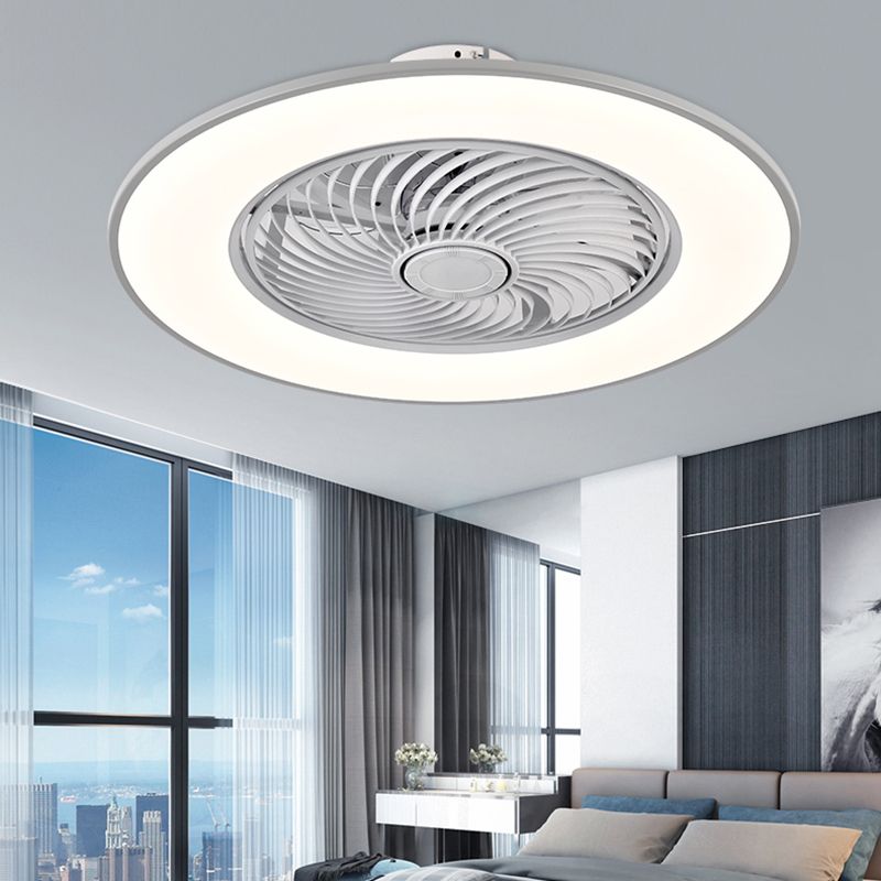 Simplicidad moderna Ventilador de techo LED Luz de hierro forjado Montaje circular con tono acrílico