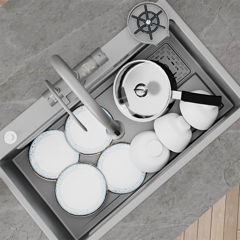 Modern Kitchen Sink Stainless Steel with Accessories and Faucet Top-Mount Kitchen Bar Sink