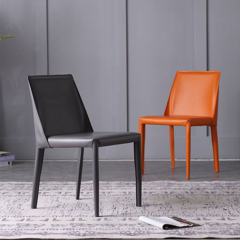 Contemporary Leather Dining Chair Armless Upholstered Dining Chairs for Home Use