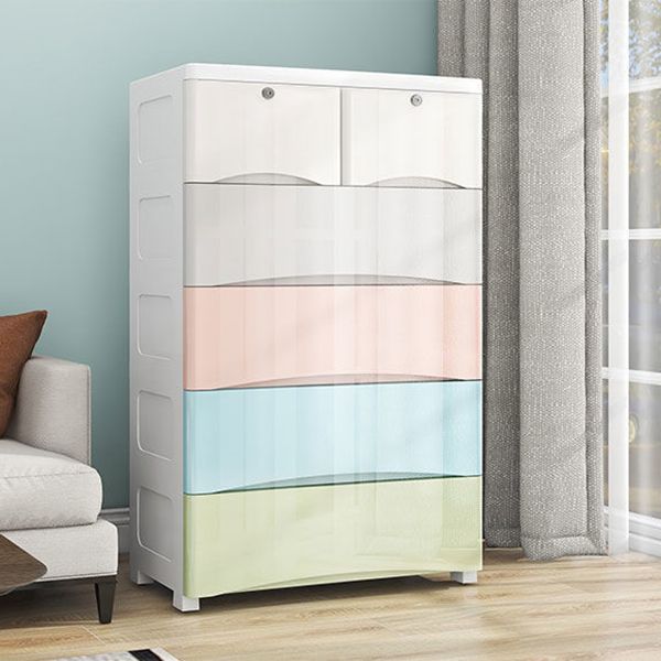 Modernism Plastic Nursery Dresser Vertical Kids Nightstand with 6 Drawers for Room