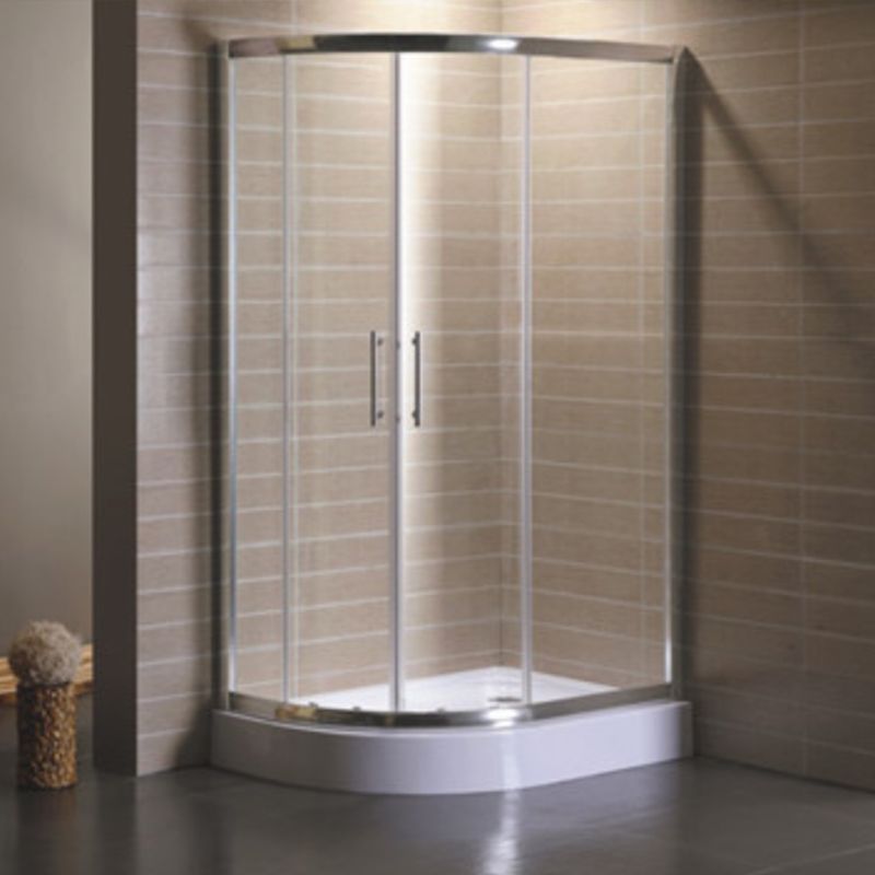 Corner Tempered Glass Shower Kit Silver Semi-Frameless Shower Kit