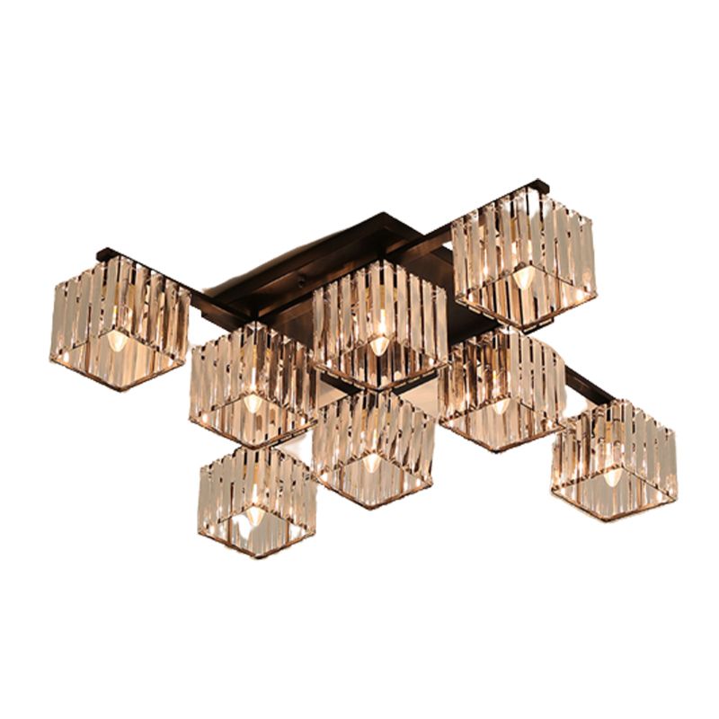 Crystal Geometric Flush Mount Fixture Contemporary Multi-lights Flush Light Fixtures