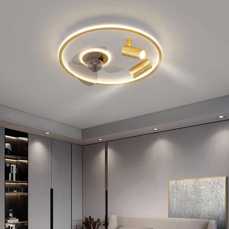 3-Blade LED Ceiling Fan Modernism Metallic Polish Finish Fan with Light for Room