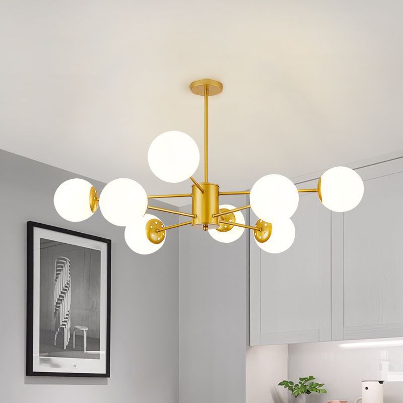 Spherical Shape Chandelier Modern Style Glass Multi Light Hanging Lamp for Bedroom