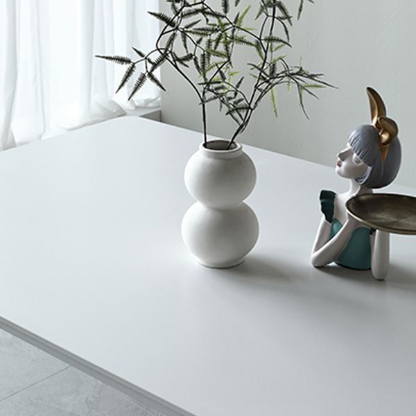 Modern White Kitchen Dining Table Sintered Stone Rectangle Shape Dining Table with 4 Legs Base