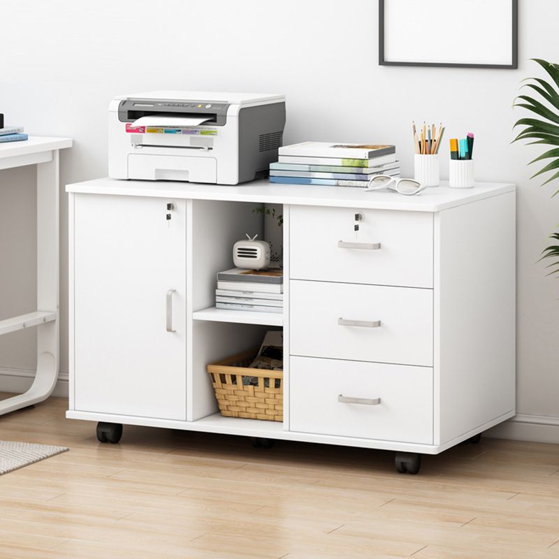 Modern Lateral File Cabinet Wood Locking Storage Filing Cabinet with Wheels