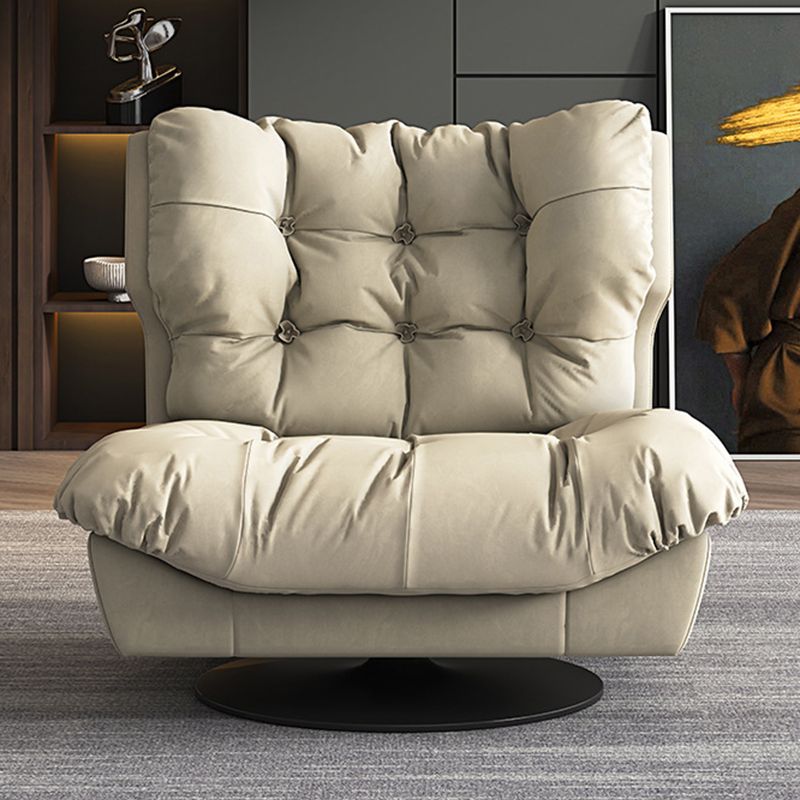 Tufted Microsuede Wingback Recliner 42" Wide Swivel Base Recliner Chair