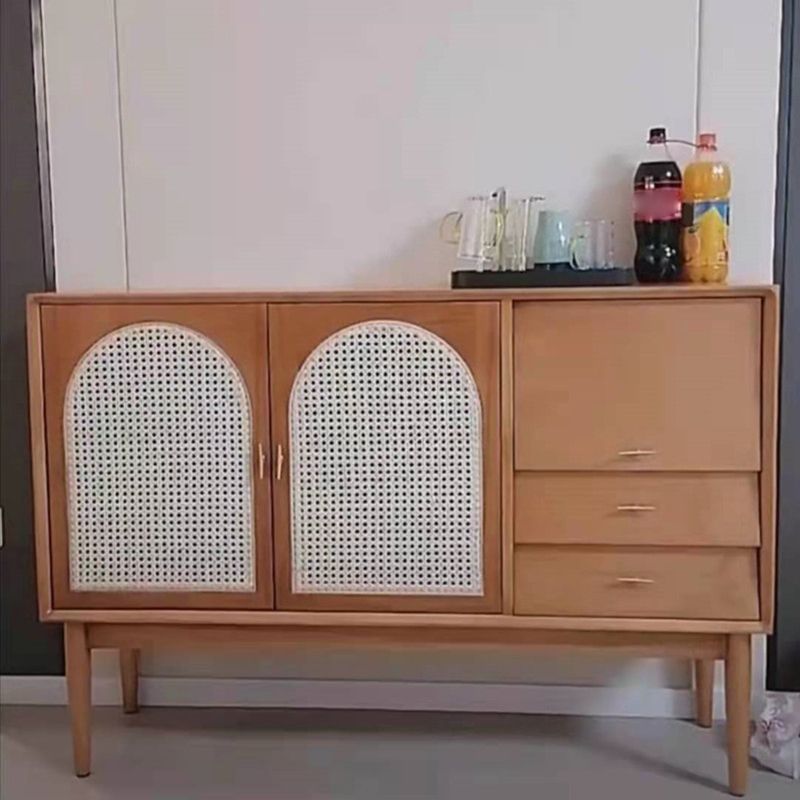 Wooden Sideboard Modern Minimalist Home Buffet with Drawers and Cabinets