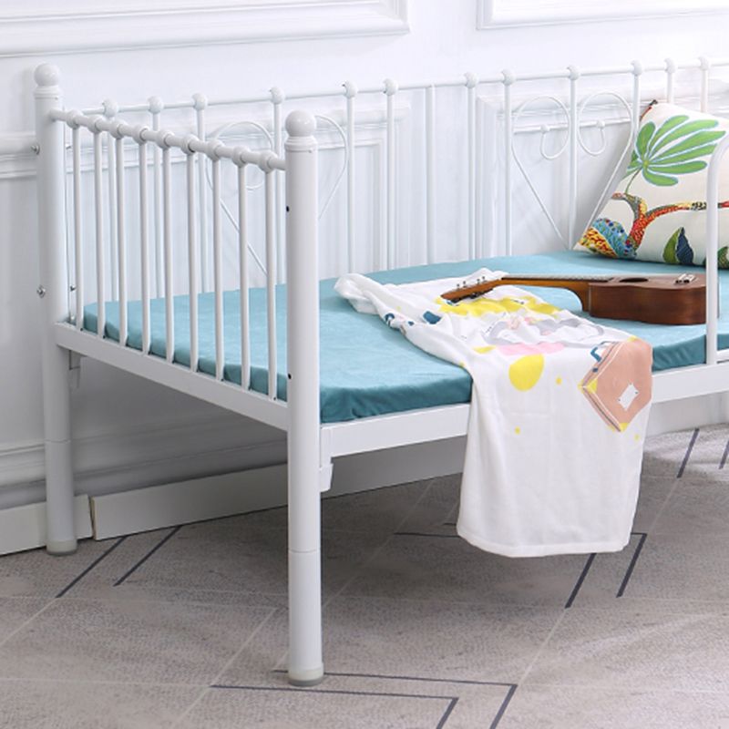 Metal Fixed Side Crib in White Mattress Included Crib with Guardrail