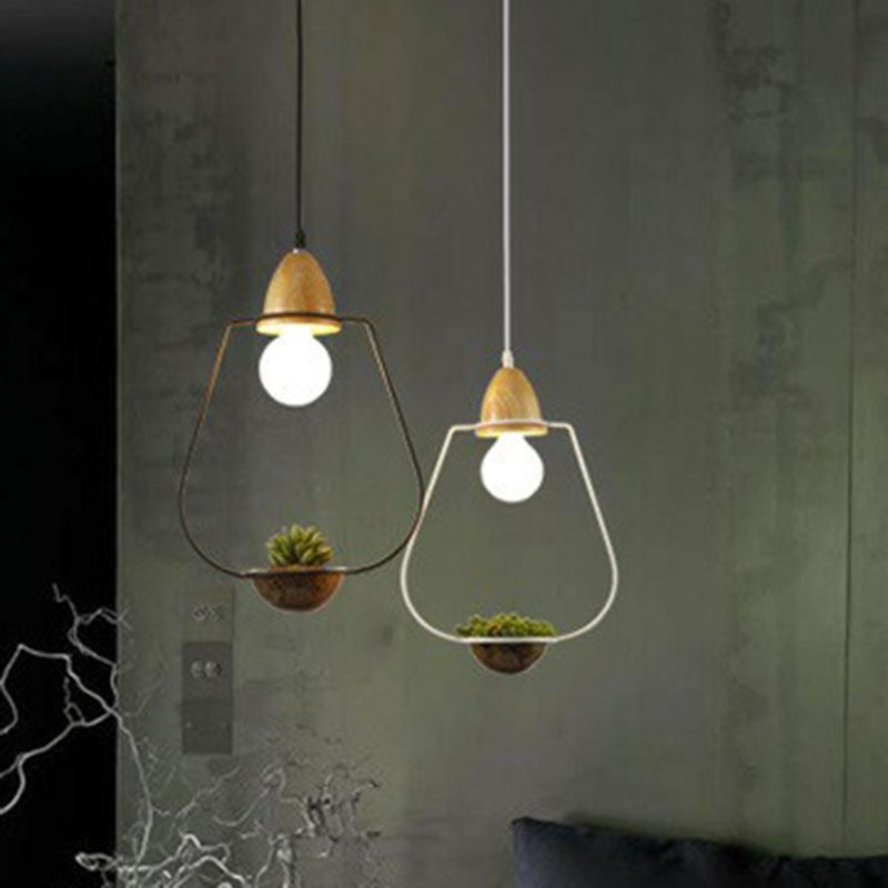 1 Head Plant Pot Hanging Pendant Industrial Style Metal Pendulum Light for Dining Room