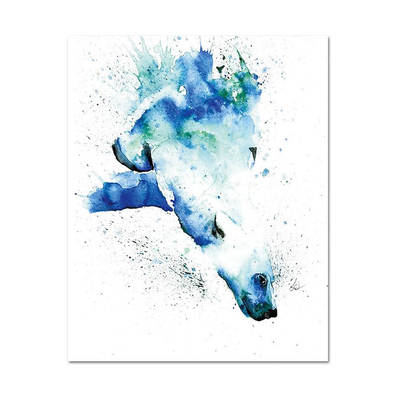 Blue Bear Canvas Wall Art Textured Surface Kids Style Bedroom Wall Decor on White