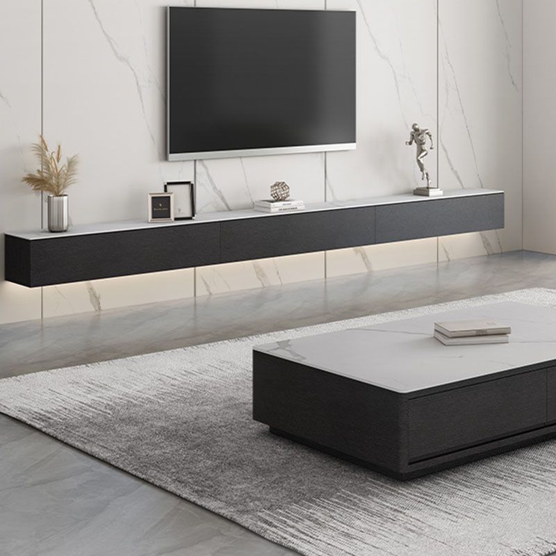 Contemporary Floating TV Stand Stone Counter Top TV Stand with Door