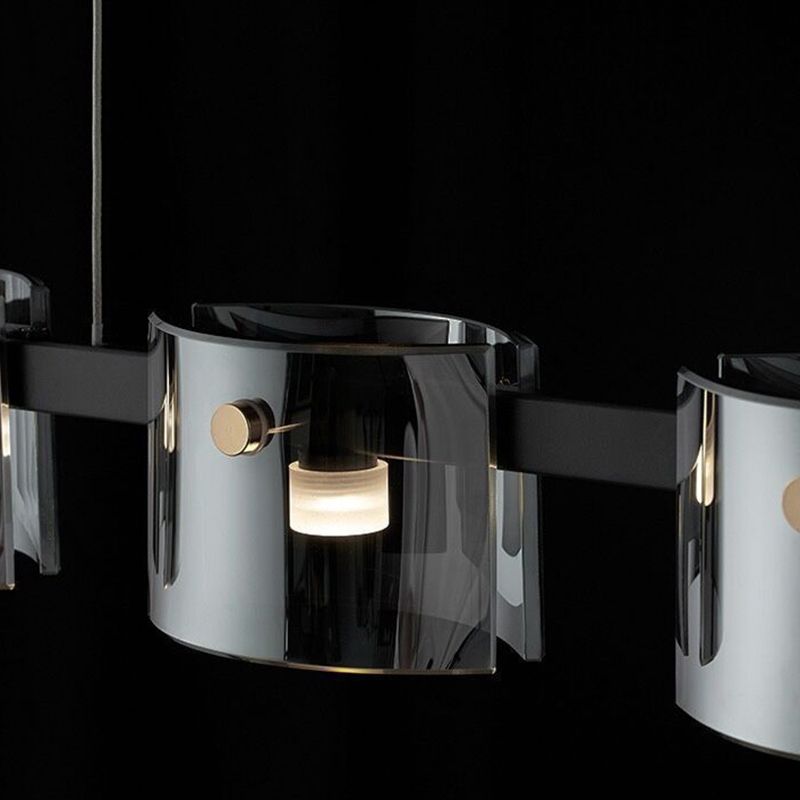 1 Light Chandelier Lighting Fixtures Modern Glass Hanging Lamp Kit in Black