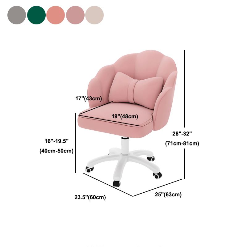 White Nylon Frame Modern Computer Desk Chair Upholstered Task Chair with Wheels