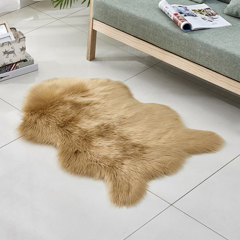 Multicolor Solid Foot Rug Artificial Wool Comfort Rug Pet Friendly Anti-Slip Backing Stain Resistant Carpet for Bedroom