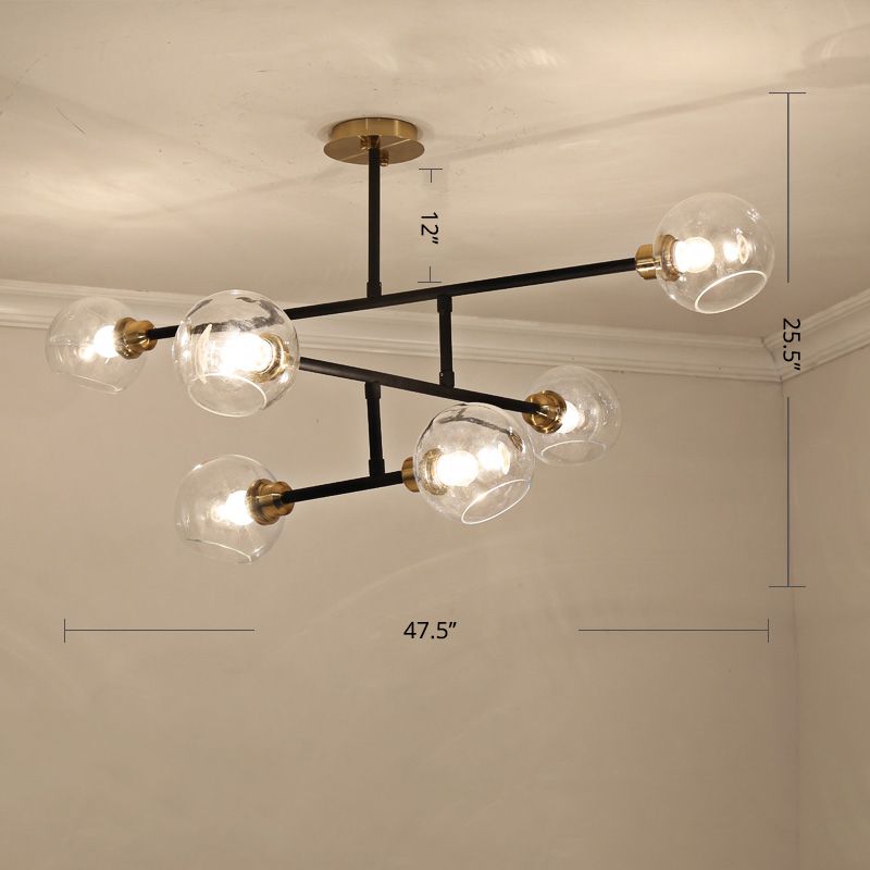 Open Kitchen Pendant Lighting Minimalist Ceiling Chandelier with Dome Glass Shade