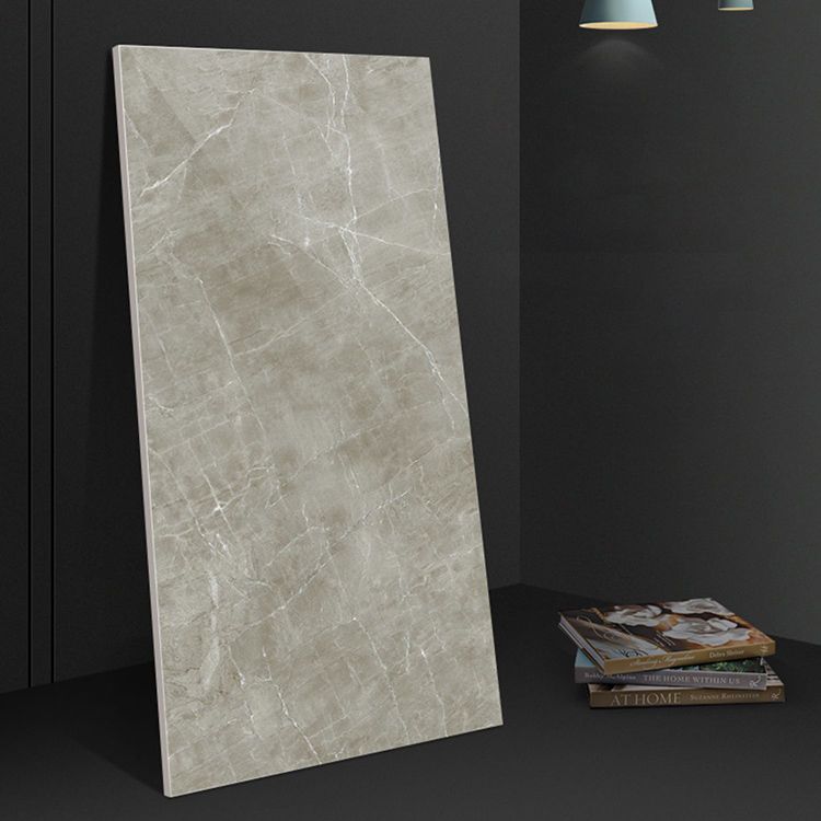 Polished Marbling Floor Tile Straight Edge Rectangle Singular Tile