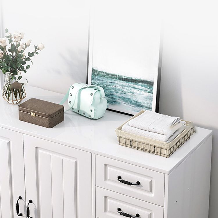 Modern White Accent Cabinet with Shelf and Wooden Drawers Cabinet